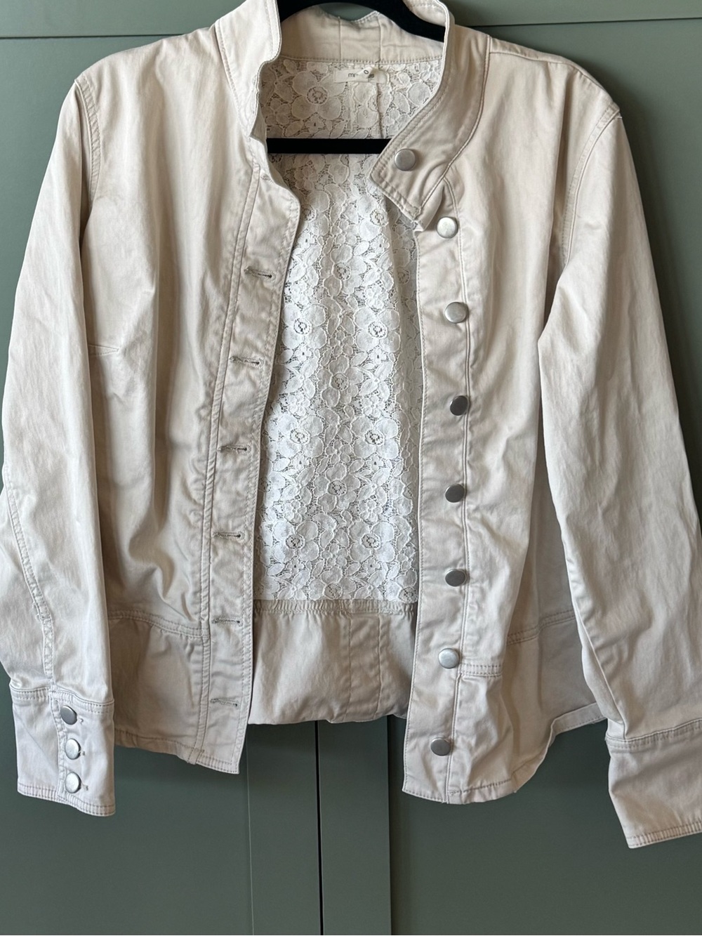 Maurices Cream Lace-Back Jean Jacket